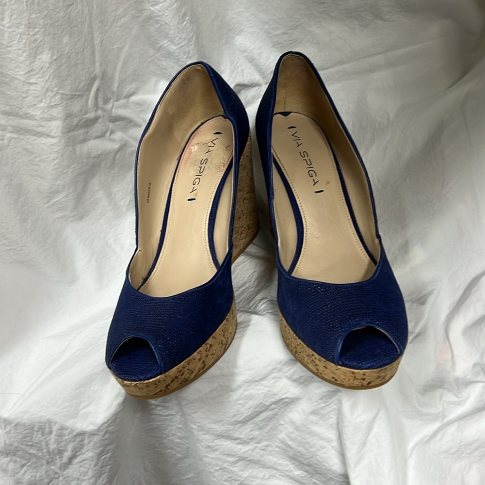 Via Spiga Peep Toe Wedges - Picture 4 of 9